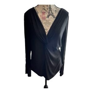 By Design Chic Black Drape Front Blouse